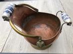Vintage Koperen Kolenkit met Delfts Blauwe Handvatten, Ophalen of Verzenden, Koper