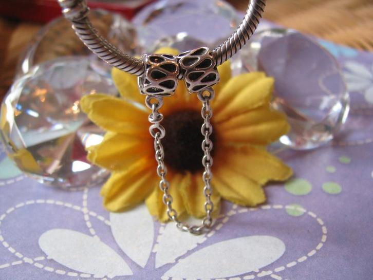 Pandora veiligheids ketting * 8 cm * 790315 * druppels, Sieraden, Tassen en Uiterlijk, Bedels, Zo goed als nieuw, Pandora, Zilver