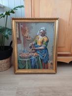 Waanzinnige vintage lijst met borduurwerk Het Melkmeisje, Minder dan 50 cm, Ophalen of Verzenden, Zo goed als nieuw, Minder dan 50 cm