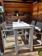 Tuinset bartafel + 4 Bellagio barkrukken wit/grijs, Tuin en Terras, Tuinsets en Loungesets, Ophalen, Zo goed als nieuw, Aluminium