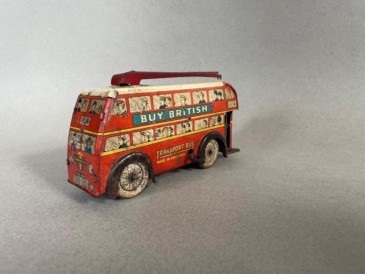 Antieke Engelse blikken bus met prachtige lithografie, Antiek en Kunst, Antiek | Speelgoed, Ophalen