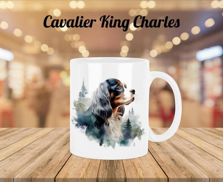 Cavalier King Charles Spaniel profiel mok, Huis en Inrichting, Keuken | Servies, Nieuw, Kop(pen) en/of Schotel(s), Overige stijlen