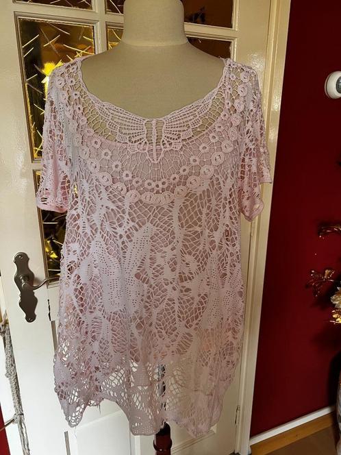 kanten topje met hemdje, Kleding | Dames, Tops, Zo goed als nieuw, Maat 42/44 (L), Roze, Zonder mouw, Ophalen
