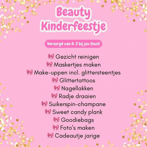 Compleet verzorgd beauty kinderfeestje thuis! Spafeestje, Kinderen en Baby's, Kinderkleding | Maat 134, Nieuw, Meisje, Overige typen