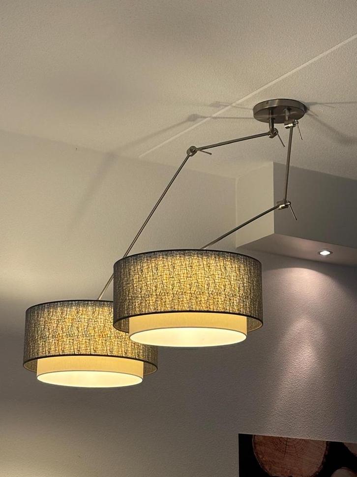 Lampenkappen zilvergrijs/crème wit - set van 2, Huis en Inrichting, Lampen | Lampenkappen, Zo goed als nieuw, Minder dan 25 cm