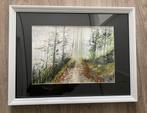 Aquarel boszicht, Ophalen of Verzenden, Zo goed als nieuw, Hout, Minder dan 50 cm