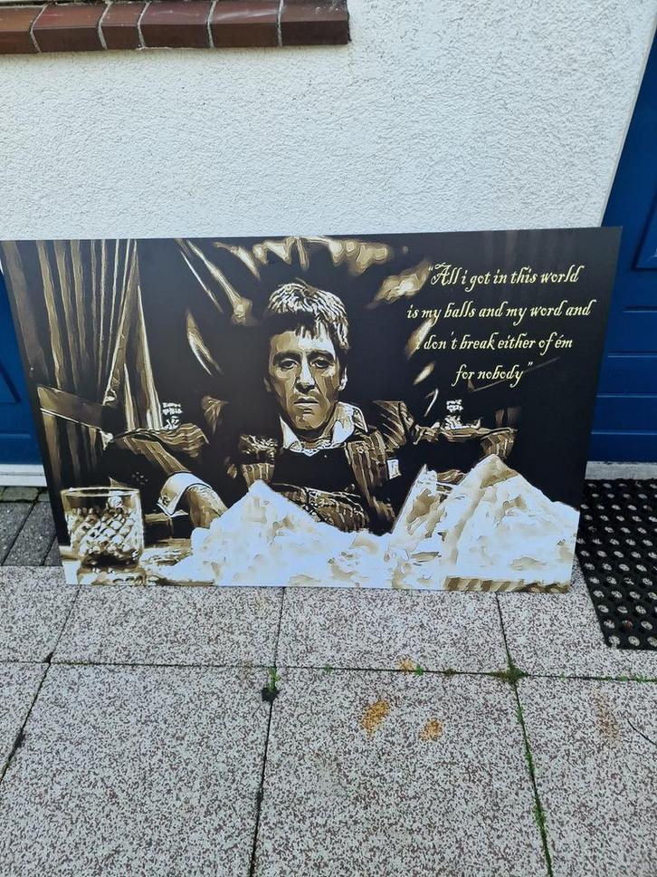 Mooi Schilderij Tony Montana, Huis en Inrichting, Woonaccessoires | Schilderijen, Tekeningen en Foto's, Zo goed als nieuw, Schilderij