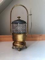 Vintage Antieke kristallen augurkenpot met vork, Ophalen of Verzenden