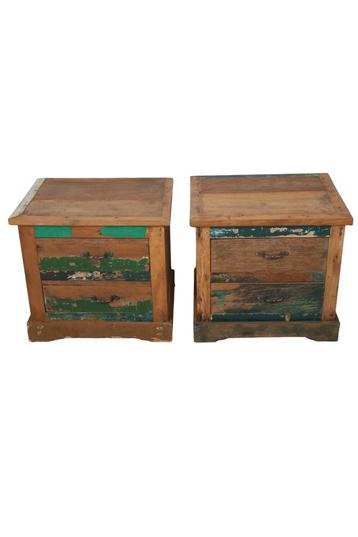 set botenhouten groene nachtkastjes beschikbaar voor biedingen