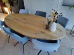Massief eikenhouten eettafel OVAAL, Ophalen, Ovaal, 200 cm of meer, 100 tot 150 cm