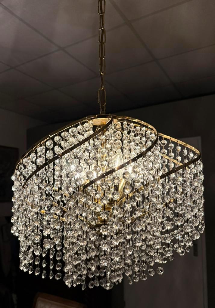 Vintage Swirl kristallen lamp, Huis en Inrichting, Lampen | Kroonluchters, Zo goed als nieuw, Ophalen of Verzenden