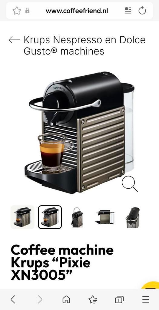 Krups Nespresso Pixie XN3005–Compacte koffiemachine,, Witgoed en Apparatuur, Koffiezetapparaten, Zo goed als nieuw, Koffiemachine