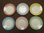 Vintage Ontbijtborden Pastel Kleuren, Ophalen, Porselein, Overige stijlen, Bord(en)