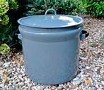 Antieke Grijsblauw Emaille Ketel Wasketel Weckketel & Deksel, Tuin, Rond, Ophalen of Verzenden, Zo goed als nieuw