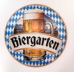 Biergarten bier rond relief reclamebord van metaal wandbord, Info@deconoord.nl, Deco Noord, Nieuw, Ophalen of Verzenden