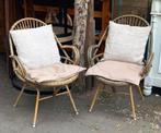 Set retro rotan stoelen, eind jaren 50 begin jaren 60, Huis en Inrichting, Stoelen, Ophalen, Zo goed als nieuw, Bruin, Eén