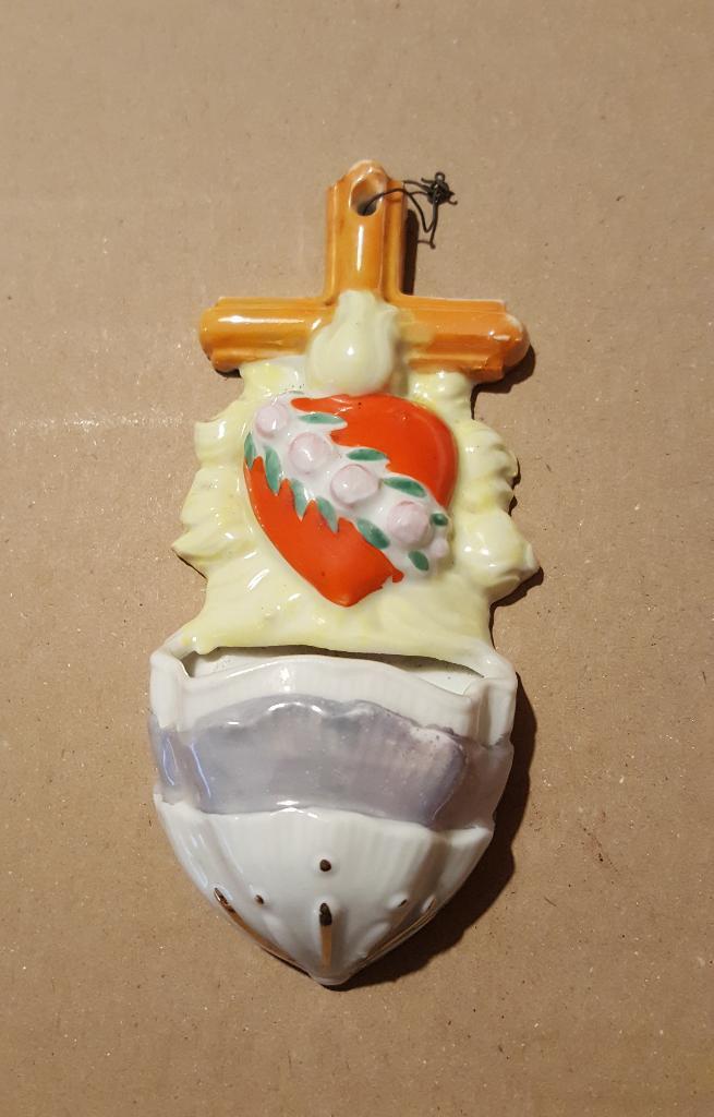 Wijwaterbakje "Heilig Hart van Jezus", Verzamelen, Religie, Gebruikt, Christendom | Katholiek, Overige typen, Ophalen of Verzenden