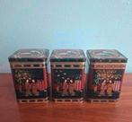 3 vintage vierkanten geischa kraanvogels blikken, Ophalen of Verzenden, Zo goed als nieuw, Overige merken