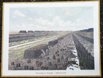 Oude schoolplaat van Klazienaveen met de turfwinning beschikbaar voor biedingen