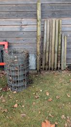 Ongeveer 30 meter schapengaas met palen., Ophalen, Gebruikt, Hout, Gaashekwerk