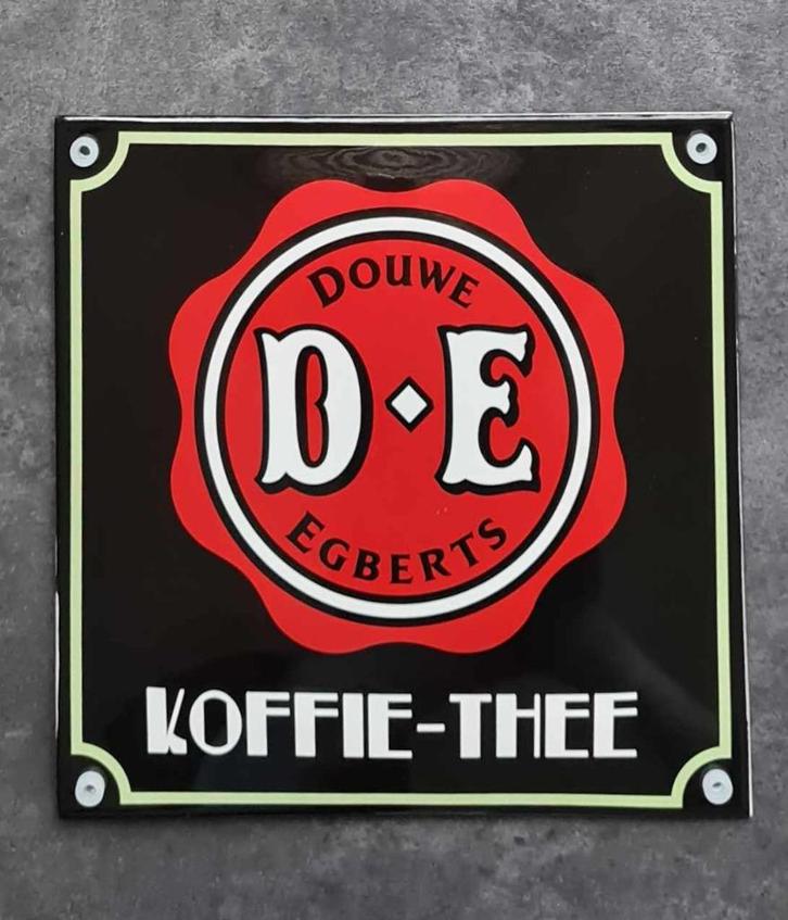 D.E. Koffie thee emaillen reclame decoratie bordje DE ajja, Verzamelen, Merken en Reclamevoorwerpen, Zo goed als nieuw, Reclamebord
