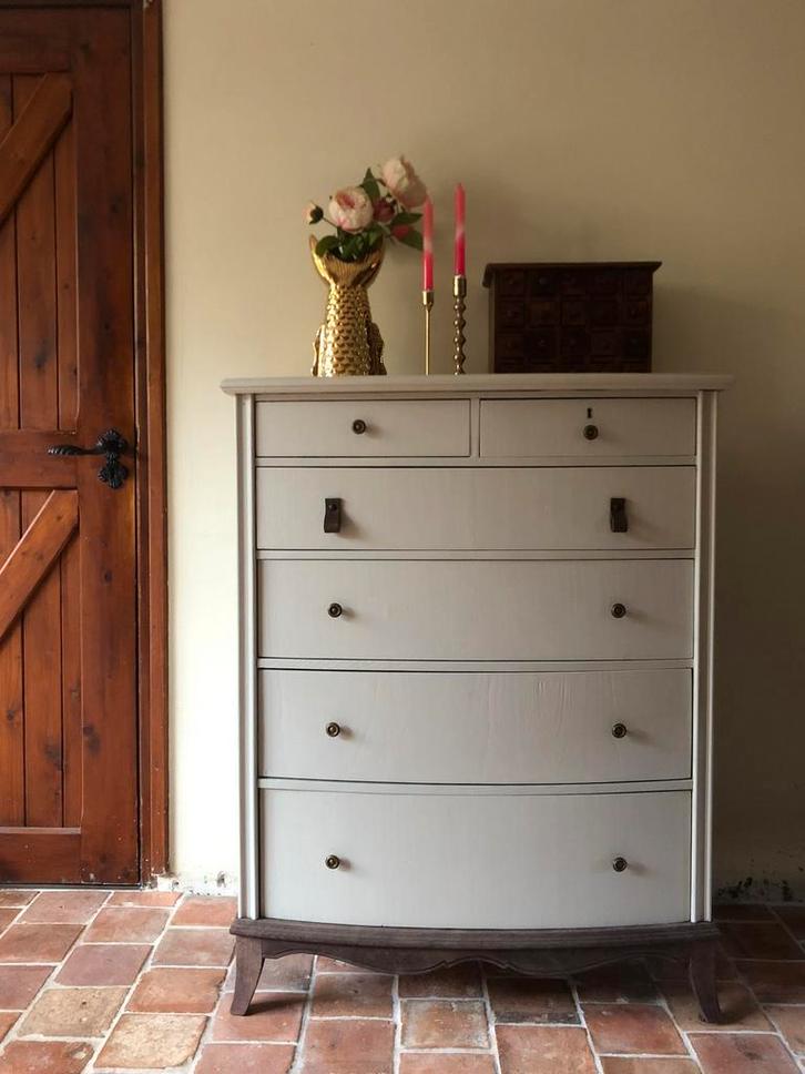 Brocante Ladekast Crème Wit, Huis en Inrichting, Kasten | Ladekasten, Zo goed als nieuw, 100 tot 150 cm, 50 tot 100 cm, 25 tot 50 cm