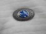 Delfts blauwe antieke broche (porselein, 94% tin), Overige materialen, Blauw, Ophalen of Verzenden, Zo goed als nieuw