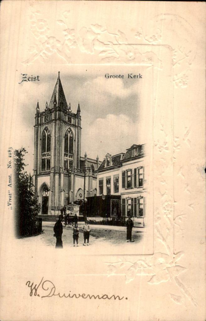 Zeist groote kerk, Verzamelen, Ansichtkaarten | Nederland, Gelopen, Utrecht, 1920 tot 1940, Ophalen of Verzenden