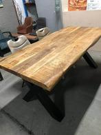 Boomstam tafel massief mango direct leverbaar, Ophalen, 50 tot 100 cm, Vijf personen of meer, Rechthoekig