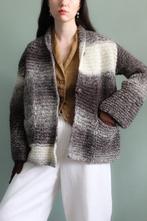 Vintage handgebreid vest of jas met zakken naturel S M, Verzenden, Zo goed als nieuw, Vintage, Maat 36 (S)