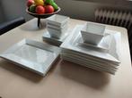 Vierkant wit servies Xenos:, Huis en Inrichting, Keuken | Servies, Ophalen, Zo goed als nieuw, Bord(en), Overige stijlen
