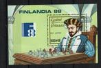 guine bissau 1988 pf blok schaken chess finlandia 88, Postzegels en Munten, Ophalen of Verzenden, Sport, Postfris