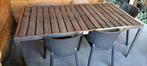 Rvs tuintafel, bankje + 6 stoelen, Ophalen of Verzenden, Gebruikt