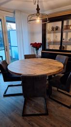 Ronde eettafel mangohout 150 cm, Huis en Inrichting, Ophalen, Rond, Zo goed als nieuw, Overige houtsoorten