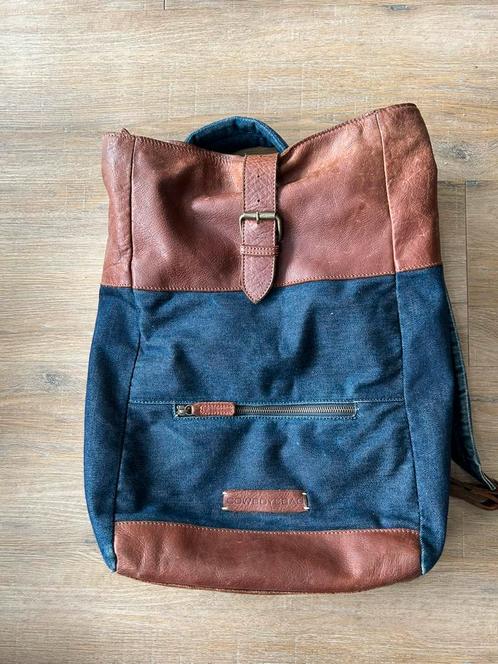 Cowboysbag rugzak denim leer xl maat, Sieraden, Tassen en Uiterlijk, Tassen | Rugtassen, Gebruikt, Overige merken, 25 tot 40 cm