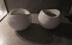 2 ronde sierpotten, Huis en Inrichting, Woonaccessoires | Vazen, Ophalen, Wit, Aardewerk of Porselein, Minder dan 50 cm