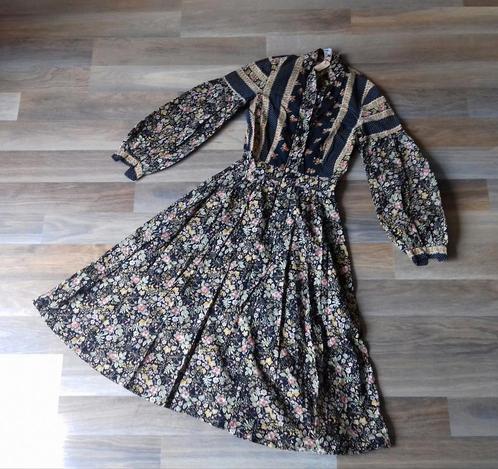 VINTAGE FOLKLORE JURK xxs xs 32 34, Kleding | Dames, Jurken, Zo goed als nieuw, Maat 34 (XS) of kleiner, Ophalen of Verzenden