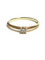 14k gouden ring met een diamant, 18 tot 19, -, -, Ophalen of Verzenden