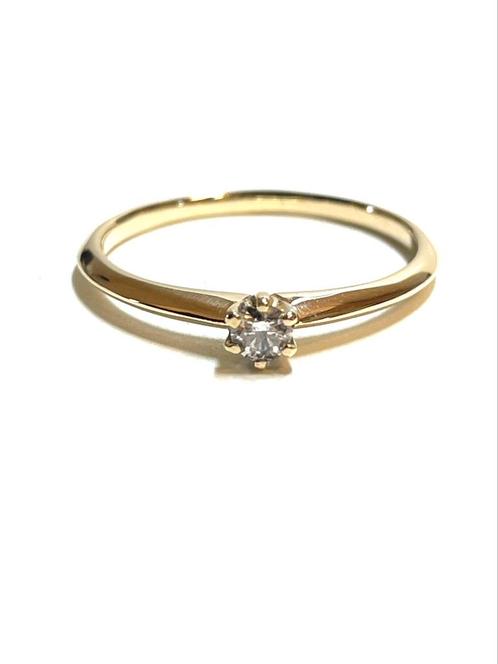 14k gouden ring met een diamant, Sieraden, Tassen en Uiterlijk, Ringen, Zo goed als nieuw, Dame, 18 tot 19, Goud, Goud, Met edelsteen