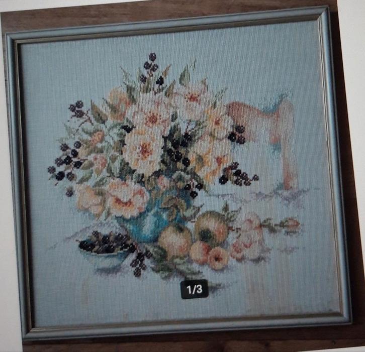 Lijst met Borduurwerk, Huis en Inrichting, Woonaccessoires | Lijsten, Zo goed als nieuw, Minder dan 50 cm, Minder dan 50 cm, Hout