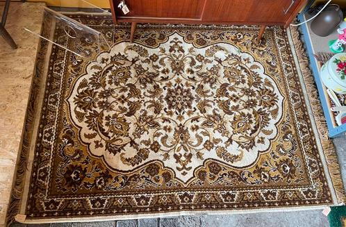 Vintage jaren 60/70 bruin beige tagel/ vloer kleed, Huis en Inrichting, Stoffering | Tapijten en Kleden, Zo goed als nieuw, 100 tot 150 cm