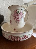Vintage waskom en kan met bloemmotief, Ophalen