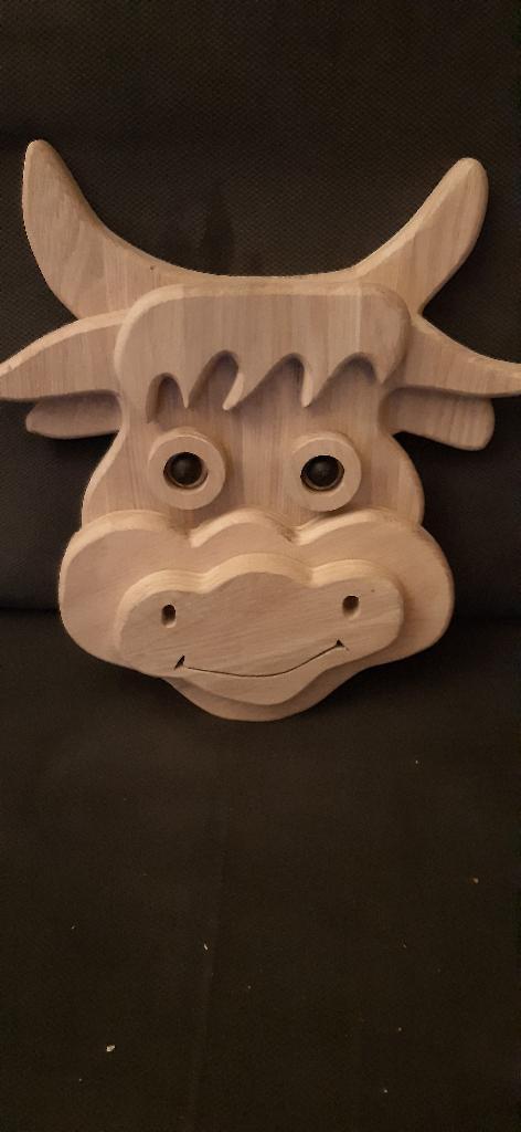 Vriendelijke  KOE      eikenhout, Huis en Inrichting, Woonaccessoires | Wanddecoraties, Nieuw, Ophalen of Verzenden