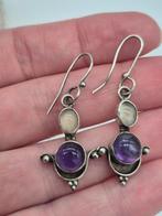 Zilveren oorbellen met amethist edelsteen, Verzenden, Paars, Met edelsteen, Zilver