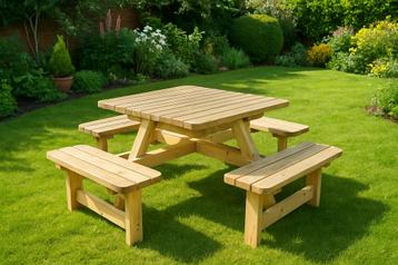 Picknicktafel vierkant 8 personen beschikbaar voor biedingen