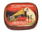 blik HMV papieren label naaldenblikje gramophone needle tin, Ophalen of Verzenden, Gebruikt, Overige