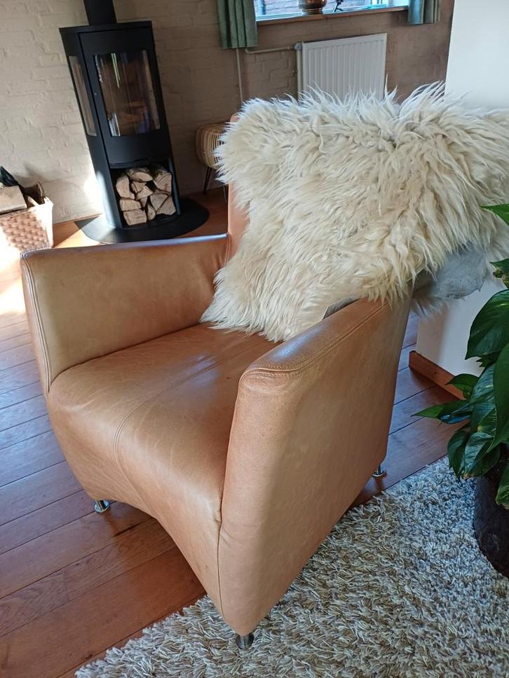Jess Design Leren Fauteuil - Schapenleer Eijerkamp, Huis en Inrichting, Fauteuils, Leer, 75 tot 100 cm, 75 tot 100 cm, Ophalen