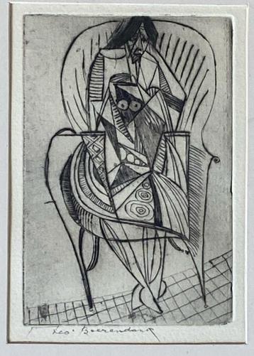 Ets van Theo Beerendonk - Abstracte Compositie, Gesigneerd, beschikbaar voor biedingen