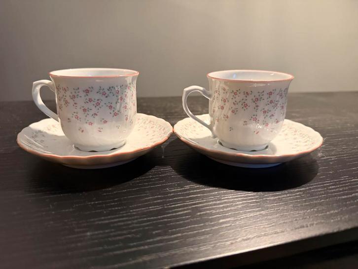 2 porseleinen koffiekopjes + schotel– Seltmann Weiden Regina, Antiek en Kunst, Antiek | Servies los, Ophalen of Verzenden