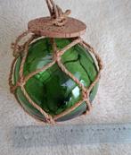Groene zware glazen drijfbal, visnetbal, drijvers, nr 1, Antiek en Kunst, Curiosa en Brocante, Ophalen of Verzenden